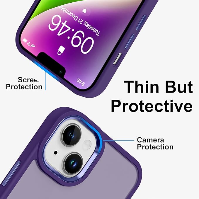 ZIYE Dark Purple Case for iPhone 14 Case with Stand [Compatible with MagSafe] Slim Heavy Duty Protection Military Grade Shockproof Magnetic Cover with 360 Rotatable Ring Kickstand for Women Men