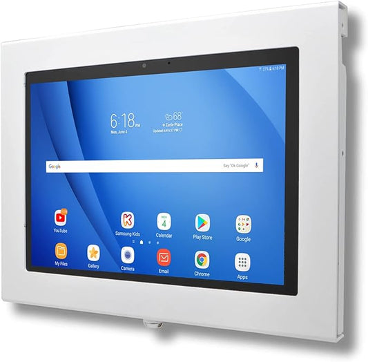 TABcare Locking Anti-Theft Metal Case for Samsung Galaxy TAB 11" 12" Tablet for Kiosk, POS, Store, Show Display, Time Clock (TAB Pro 12.2, White)