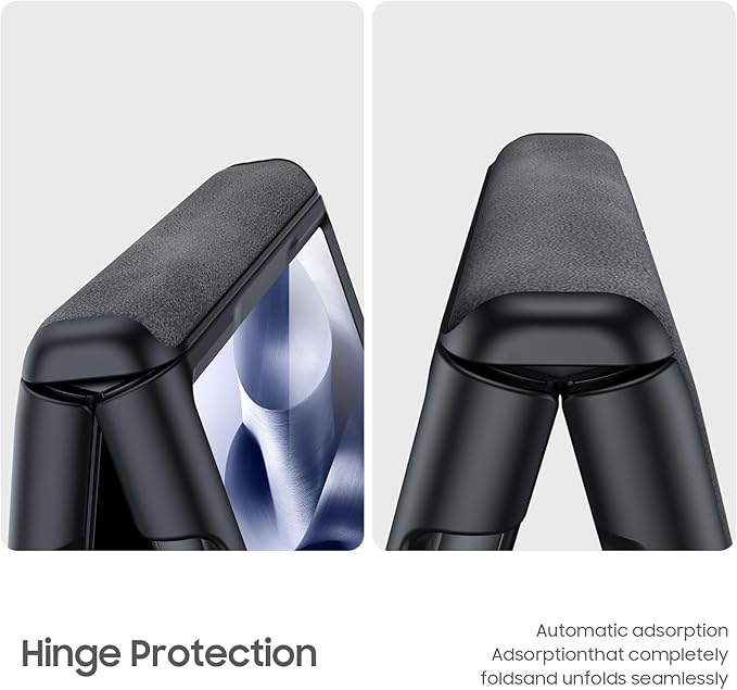 for Motorola Razr Ultra 2025 Case Built-in Screen Protector & Hinge Protection & Ultra Thin PU Leather Matte PC Shockproof Phone Cover Smartphone Case for Moto Razr Ultra 2025 (Black Gray)