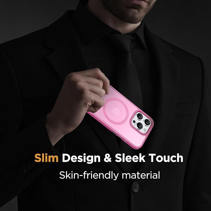 Miracase Magnetic Series for iPhone 16 Pro Max Case [Compatible with MagSafe] [with 2X Screen Protector] Military-Grade Protection, Slim Phone Case for 16 Pro Max 6.9 inch - Mes Pink
