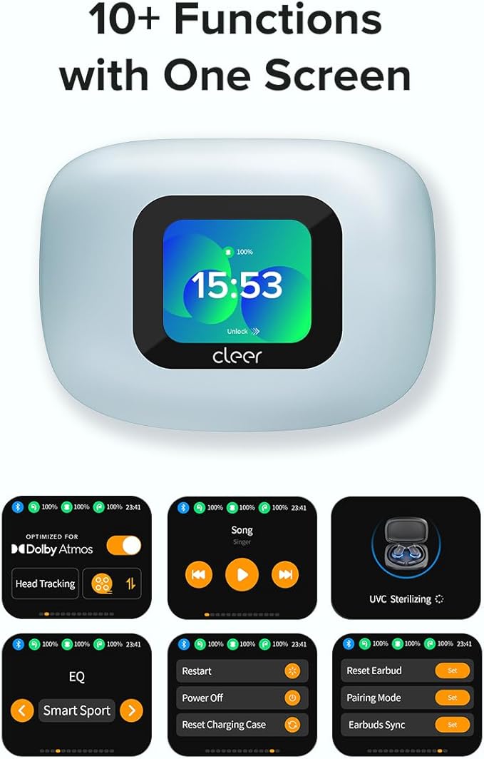 Cleer ARC 3 Open Ear Headphones - Dolby Audio, Snapdragon Sound True Wireless Earbuds, 50Hr Battery, Bluetooth 5.4, IPX 7, Multi-Point, Smart Controls, Wireless Charging Smart Case, Comfort Fit, Blue