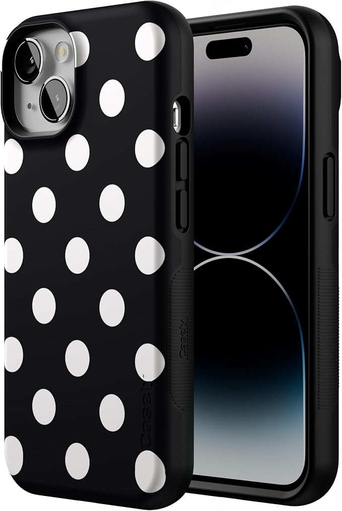 Casely iPhone 14 Case | Polka Dots | High Contrast Design | Compatible with MagSafe | Bold Protective Design