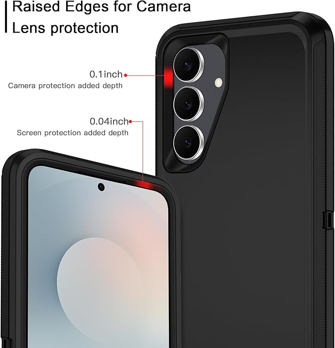 for Samsung Galaxy S25 FE Case Heavy Duty Protective Shockproof Dropproof 3-Layer Full Body Protection [Without Screen Protector] Tough Rugged Case for Galaxy S25 FE,Black