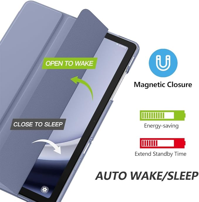 MoKo Case for Galaxy Tab A9+/A9 Plus 11 inch 2023, Slim Stand Protective Smart Cover with Hard PC Translucent Back Shell for Tab A9 Plus Tablet (SM-X210/X216/X218), Auto Wake/Sleep, Grey Purple