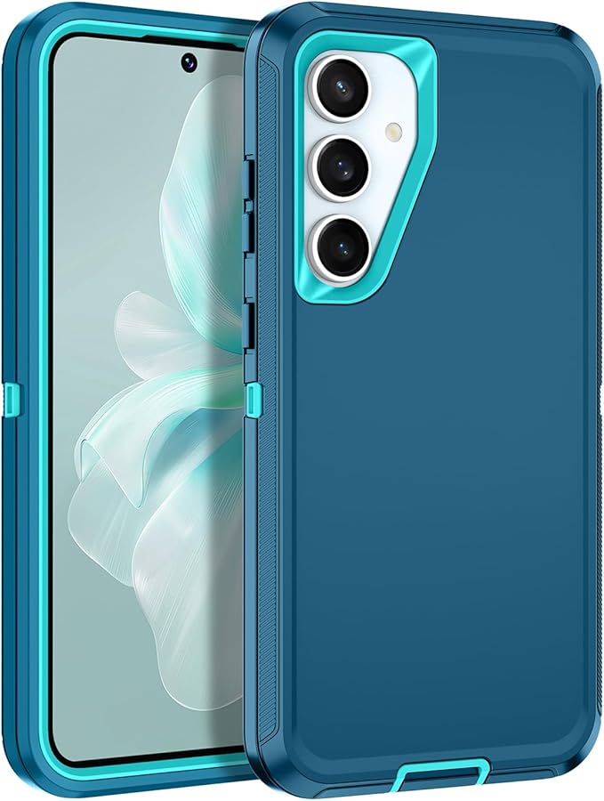 for Samsung Galaxy S24 FE 5G Case Heavy Duty Protective Shockproof Dropproof 3-Layer Full Body Protection [Without Screen Protector] Tough Rugged Case for Galaxy S24 FE,Turquoise