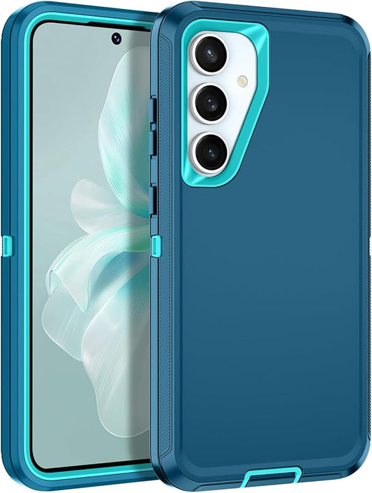 for Samsung Galaxy S24 FE 5G Case Heavy Duty Protective Shockproof Dropproof 3-Layer Full Body Protection [Without Screen Protector] Tough Rugged Case for Galaxy S24 FE,Turquoise