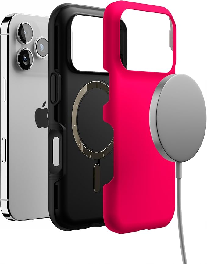 Casely iPhone 17 Pro Case | Think Pink | Solid Neon Pink | Bold Protective Design | Compatible with MagSafe