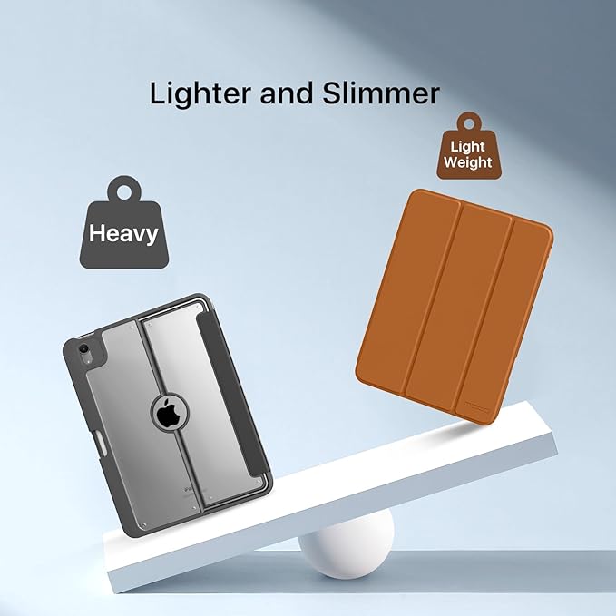 MoKo for iPad (A16) 11th Generation Case 11 Inch 2025, iPad 10th Generation Case 10.9 Inch 2022 with Pencil Holder, Slim Light Trifold Protective Cover with Hard PC Translucent Back Shell, Dark Coffee