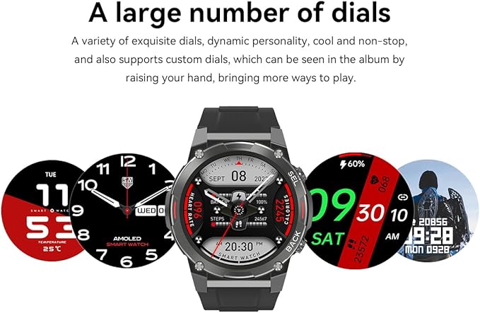 Men's Smartwatch Fitness Watch Outdoor Watch NFC Bluetooth Call Health Monitoring Heart Rate Oximetry 1.43 AMOLED Normal Bright Screen (Black)