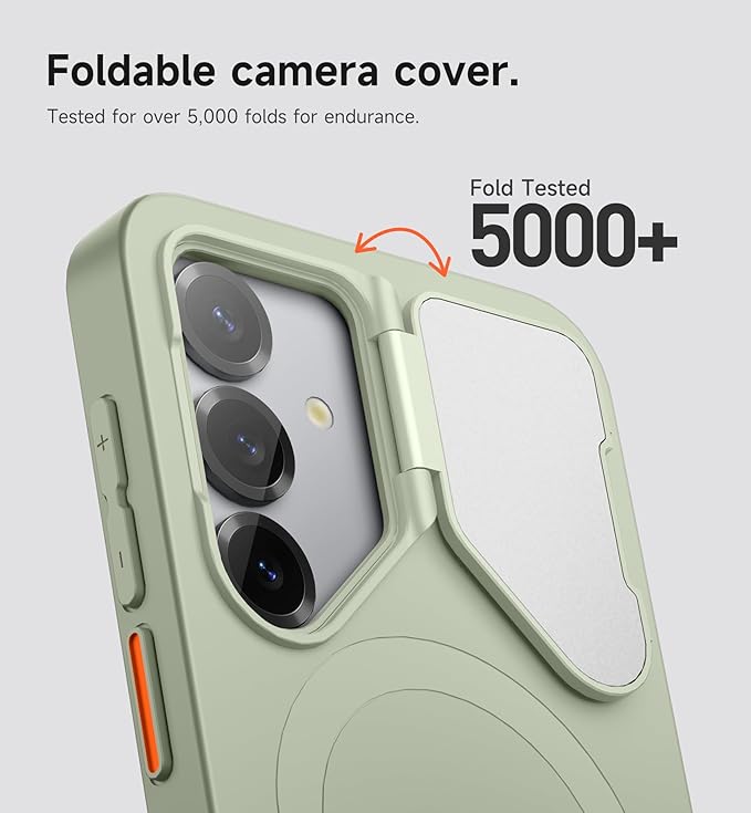 SURITCH for Samsung Galaxy S25 Phone Case, Magnetic Shockproof Bumper Case Slim Protective Cover with Camera Cover & Adjustable Metal Kickstand for Galaxy S25 (2025)-Sage Green