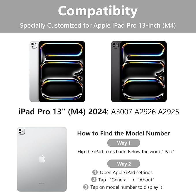 aMZCaSE for iPad Pro 13 inch Case with Keyboard (M4, 2024), iPad Pro 13 Keyboard with Magnetic Detachable Folio Slim Cover,Smart Sleep/Wake,Pencil Holder,Black