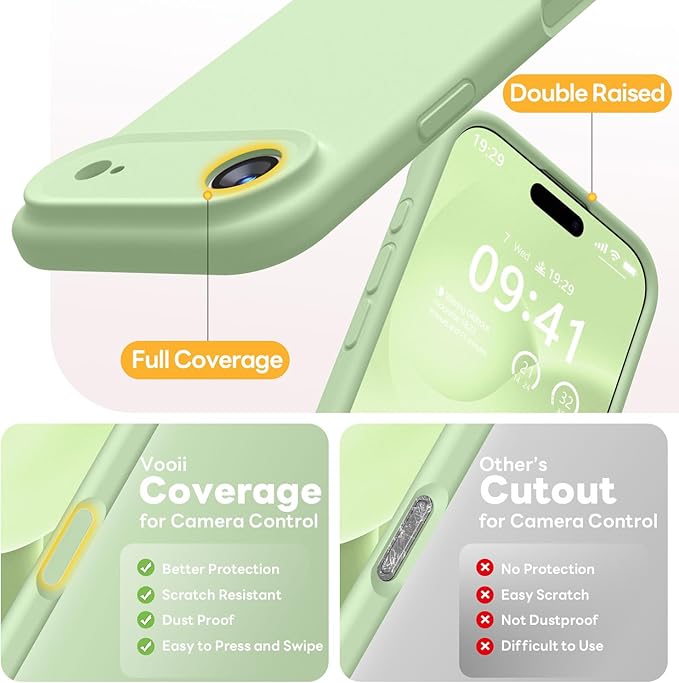 Vooii Magnetic Compatible with iPhone Air Case (Compatible with Magsafe) (Upgraded Camera Protection) Liquid Silicone Shockproof Full Body Protective Phone Cover for Women Men, Matcha, 6.5"