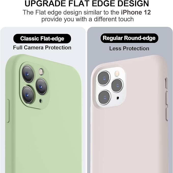 Vooii Compatible with iPhone 11 Pro Max Case, Upgraded Liquid Silicone with [Flat Edges] [Camera Protection] [Soft Anti-Scratch Microfiber Lining] Phone Case for iPhone 11 Pro Max - Matcha