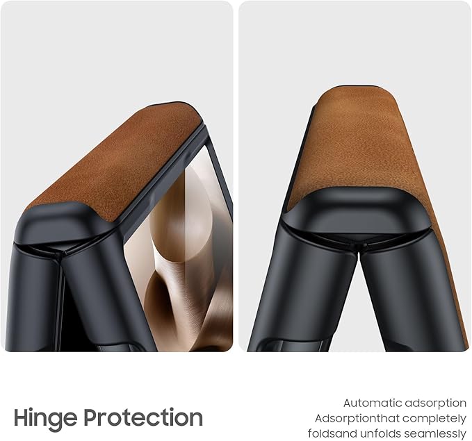 for Motorola Razr Ultra 2025 Case Built-in Screen Protector & Hinge Protection & Ultra Thin PU Leather Matte PC Shockproof Phone Cover Smartphone Case for Moto Razr Ultra 2025 (Brown)