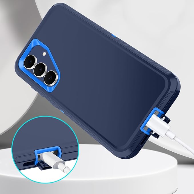 for Samsung Galaxy S25 FE Case Heavy Duty Protective Shockproof Dropproof 3-Layer Full Body Protection [Without Screen Protector] Tough Rugged Case for Galaxy S25 FE,Navy Blue