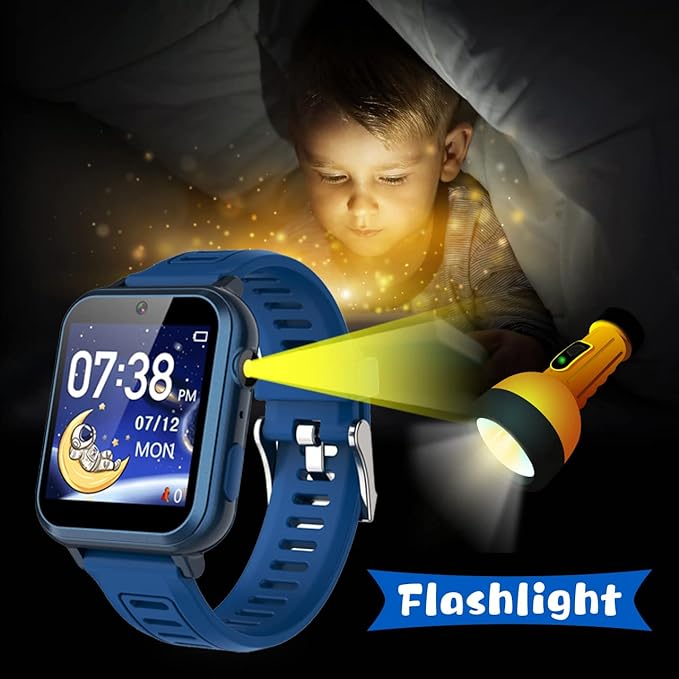 Retysaz Kids Smart Watch,24 Game Smart Watch for Kids, Smartwatches for Children 3-14 Ideal Great Present to Girls Boys (Blue)
