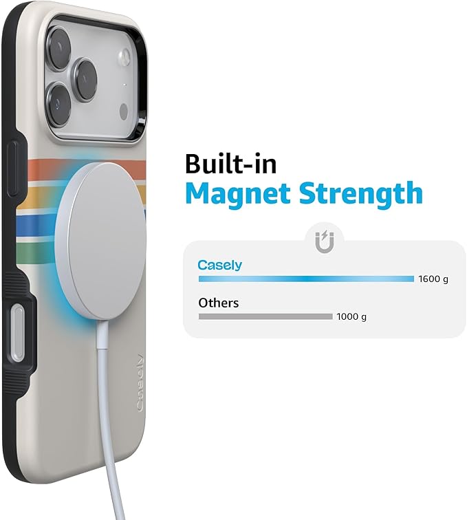 Casely iPhone 17 Pro Case | Totally Groovy | Rainbow Stripes Color Block | Compatible with MagSafe | Bold Protective Design