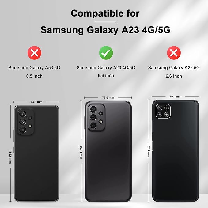 Jasonyu Flip Wallet Case for Samsung Galaxy A23 5G/4G,Leather Magnetic Folio Cover with Card Holder,Kickstand - TPU Shockproof Durable Protective Phone Case,Black