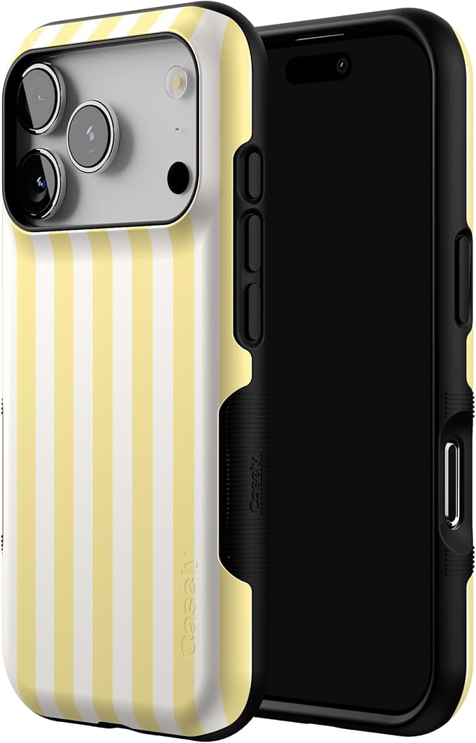 Casely iPhone 17 Pro Case | Butter Yellow Stripes | Sunday Best | Bold Protective Design | Compatible with MagSafe