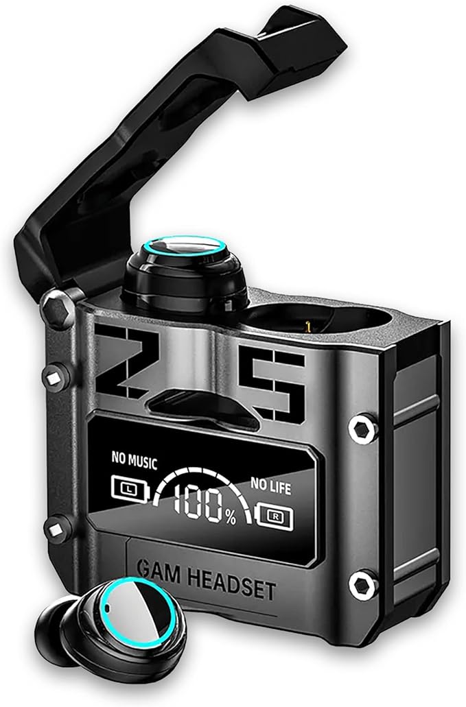 M25 BT5.3 Wireless Sport Earbuds with Environment Noise Cancelling, IPX7 Waterproof, Bluetooth Stereo, 4 Built-in Microphones, Premium Sound and Deep Bass (Black)