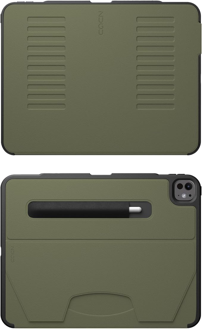 Zugu Case for iPad Pro 13 (M4) 2024, Slim Protective Cover with Apple Pencil Holder, Auto Wake/Sleep, Multiple Viewing Angles, iPad Pro 13 Inch Cover, Phone Protectors, Olive Green