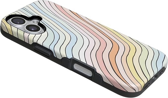 Casely iPhone 17 Case | Ride The Wave | Pastel Rainbow Lined | Compatible with MagSafe | Bold Protective Design