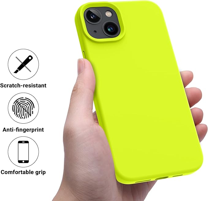 OTOFLY Designed for iPhone 14 Case, Silicone Shockproof Slim Thin Phone Case for iPhone 14 6.1 inch (Fluorescent Yellow)
