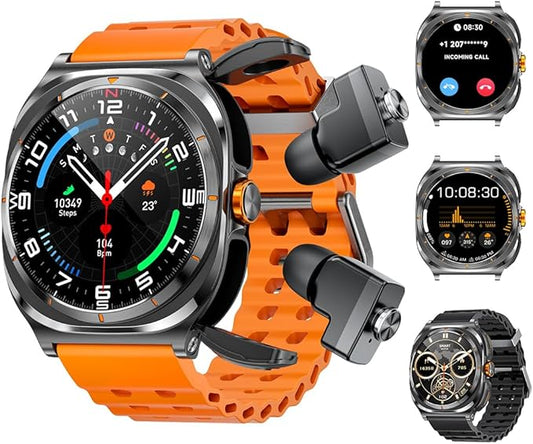 Smartwatch with Earbuds(Answer&Make Calls) IP67 Water Resistant Watch(2 Straps), Sports Watches 100+ Sports Modes (Cycling/Fitness/Hiking), DIY Watch Faces for Men Dad Husband