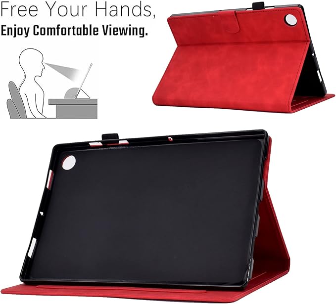 Case for Samsung Galaxy Tab A9+/A9 Plus 11 Inch 2024 2023 (SM-X210/X216/X218), PU Leather Cover Embossed Flower Multi-Angle Stand with Auto Wake/Sleep Case for Galaxy Tab 11 Inch,Red