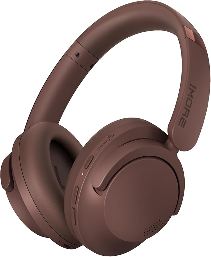 1MORE SonoFlow Pro HQ51 Wireless Over-Ear Headphones, Reduce Noise by Up to 45dB, Hi-Res Audio, 100H Playtime, App Control, Bluetooth 5.4, AI Clear Calls, Lightweight Fit for Travel Office, Brown