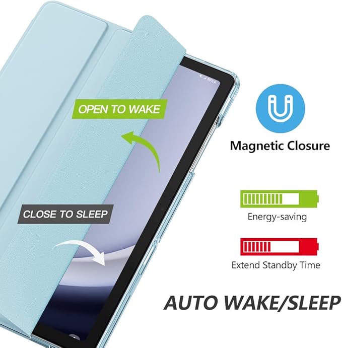 MoKo Case for Galaxy Tab A9+/A9 Plus 11 inch 2023, Slim Stand Protective Smart Cover with Hard PC Translucent Back Shell for Tab A9 Plus Tablet (SM-X210/X216/X218), Auto Wake/Sleep, Sky Blue