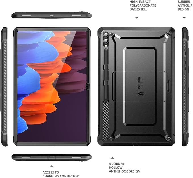 SUPCASE for Samsung Galaxy Tab S10 Ultra Case with Stand (Unicorn Beetle Pro), [Built-in Screen Protector & S Pen Holder] Full-Body Heavy Duty Tablet Cover for Galaxy Tab S9 Ultra/S8 Ultra, Black