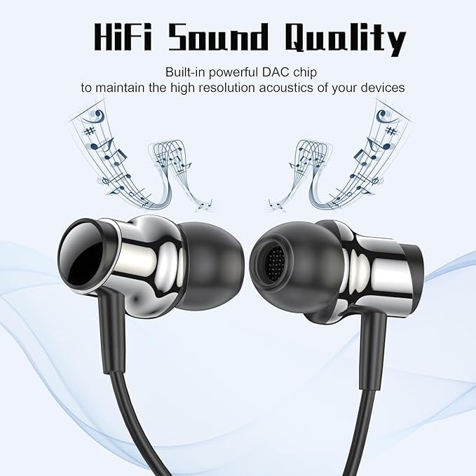 USB C Headphone for Samsung S25 S24 S23 Ultra FE S22 A55 A54 Wired Earbuds Magnetic in-Ear Type C Earphone with Mic Volume Control Stereo Noise Canceling Earbuds for iPhone 17 16 15 Pro Max Pixel 9 8a
