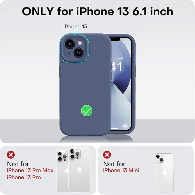 Vooii Compatible with iPhone 13 Case, Liquid Silicone Upgrade [Camera Protection] [Soft Anti-Scratch Microfiber Lining] Shockproof Phone Case for iPhone 13 6.1 inch - Navy Blue