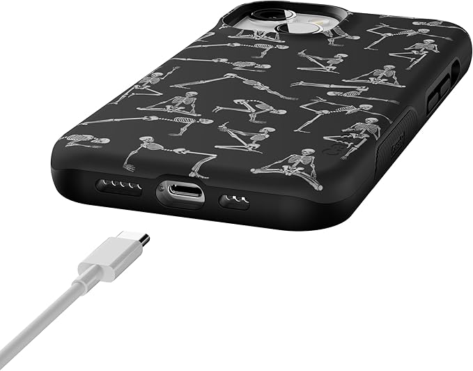Casely iPhone 14 Case | Corpse Pose | Skeleton Yoga | Compatible with MagSafe | Bold Protective Design
