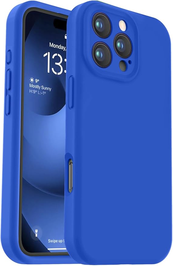 Vooii Compatible with iPhone 16 Pro Case, Liquid Silicone Upgrade [Camera Protection] [Soft Anti-Scratch Microfiber Lining] Shockproof Phone Case for iPhone 16 Pro 6.3 inch - Klein Blue