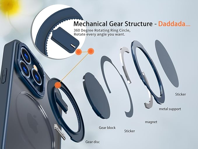 Magnetic Stand Case for iPhone 14 Pro Max [with 2 Tempered Glass Film] [360° Rotation Magnetic Stand] [Compatible with Magsafe] Military-Grade Drop Protection Case, Blue