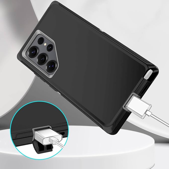 for Samsung Galaxy S25 Ultra Case Heavy Duty Protective Case Shockproof Dropproof 3-Layer Full Body Protection [Without Screen Protector] Tough Rugged Case for Galaxy S25 Ultra,Black/Grey