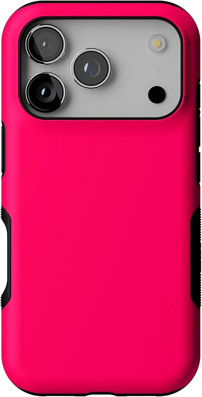 Casely iPhone 17 Pro Case | Think Pink | Solid Neon Pink | Bold Protective Design | Compatible with MagSafe