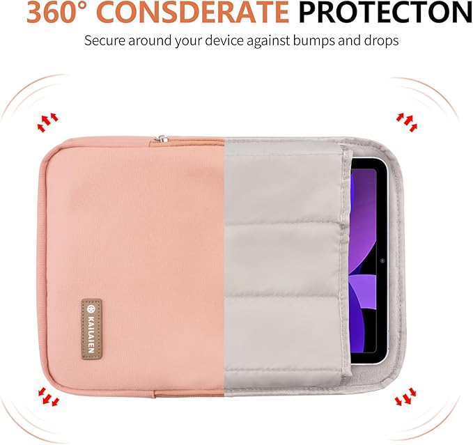10-13 Inch Tablet Sleeve Bag, Ipad Bag for 13 In/11 in New iPad Pro M4 & 13 in Air M2 2024,iPad Pro 12.9 M2&M1,Ipad 10.9,Galaxy Tab S8+/S9+ 12.4,with Removable Shoulder Strap (Pink)