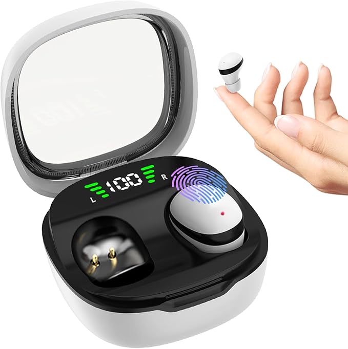 Sleep Earbuds, Invisible Mini Headphones Wireless Bluetooth, Sleep Headphones for Side Sleepers, Small Ear Buds, Hidden Earbuds for Work, Suitable for Sleep, Work, Exercise (White)