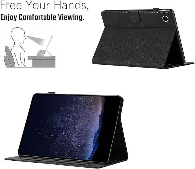 DTangLsm Case for Samsung Galaxy Tab A9 Plus/A9+ 5G 11 Inch 2023 (SM-X210/ X216/ X218) Multi-Angle Viewing PU Leather Smart Folio Stand Cover for Galaxy Tab A 9+ Case with Pen Holder, Honeycomb Black