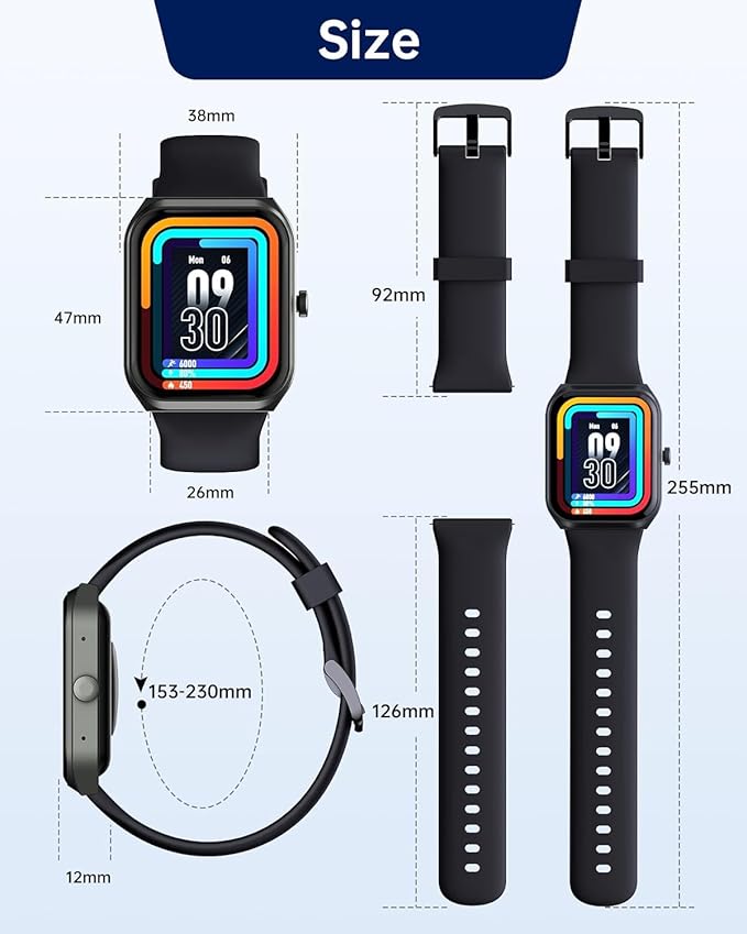 Smart Watches for Men Women (Answer Make Call), 1.95" Fitness Watch with Blood Oxygen Heart Rate Sleep Monitor, 100+ Sports IP68 Waterproof Fitness Watch for Android iOS Phones