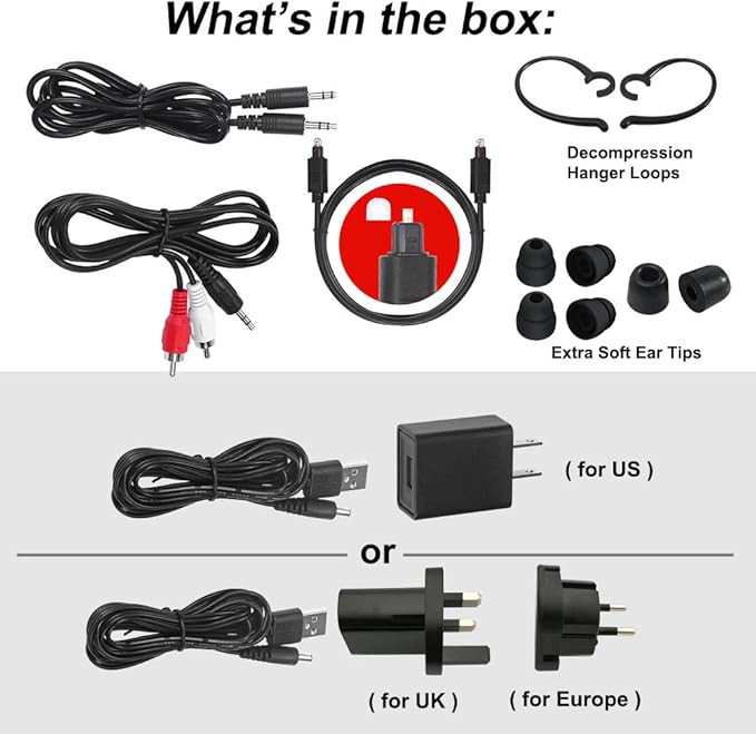 SIMOLIO 2.4G Digital TV Wireless Headphones with Spare Battery for Seniors, Dialog Clarity Wireless Headphones for TV Watching with Tone & Balance Control, Support Optical/RCA/AUX, 164ft, No Delay