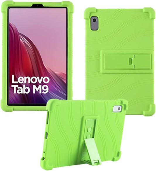 Case for Lenovo Tab M9 Cover 9.0 inch (TB-310FU,2023 Released), Kids Friendly Soft Silicone Adjustable Stand Cover for Lenovo Tab M9 Tablet (Green)