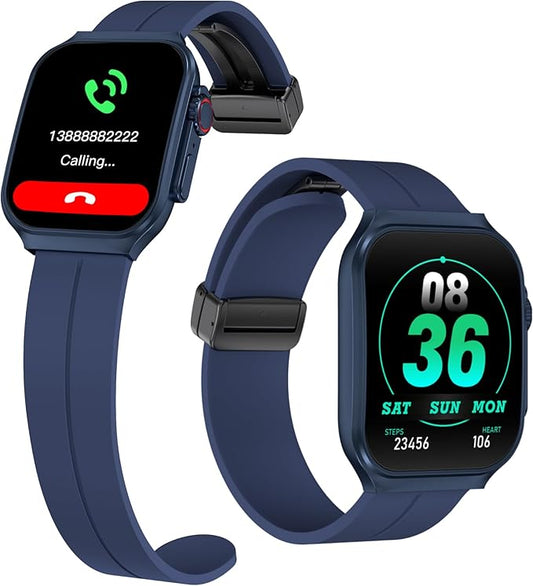 Smart Watch for Man Women with Bluetooth Call, Android ＆ iOS Compatible 1.96" AMOLED Touchscreen AI Voice Fitness Tracker Heart Rate/Sleep/SpO2/Stress Monitor Pedometer, 120+ Sport Modes