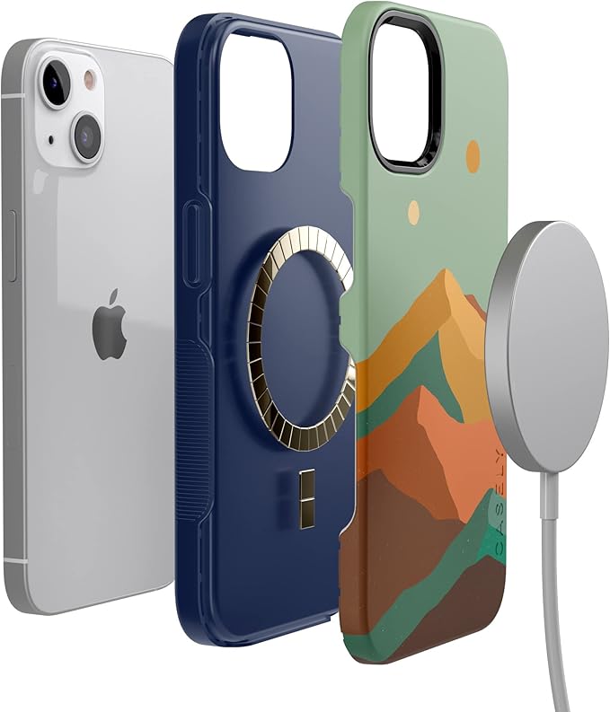 Casely iPhone 14 Case | Endless Peaks | Colorblock Mountain | Compatible with MagSafe | Bold Protective Design