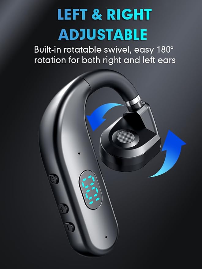 One Ear Headset Open Ear Air-Bone Conduction Headphones Wireless Bluetooth Headset Earpiece with Microphone for Cell Phones 30H Playtime Air-Bone Conducting Ear Piece Earphones for Sports Work