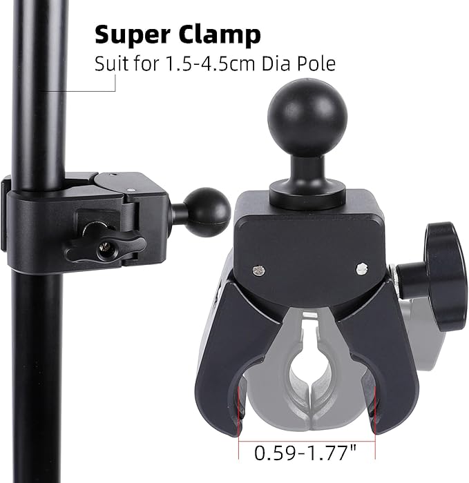 iPad Holder - Side Mount Tablet Holder for Mic Stand, Dual 360 Rotatable Adjustable for iPad Pro 12.9 Air Mini and Other 6.5-15" Tablets