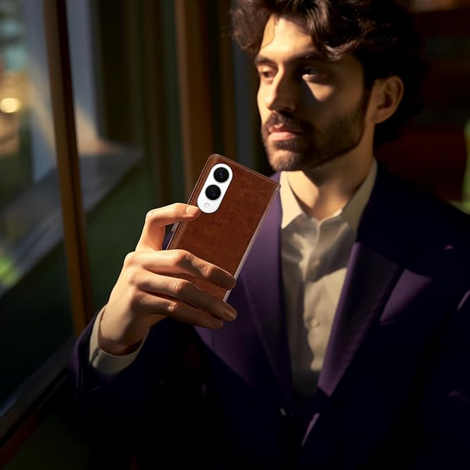 MONASAY Wallet Case Fit for Samsung Galaxy S25 Edge 5G，[Lens & Glass Screen Protector] [RFID Blocking] Flip Folio Leather Cell Phone Cover with Credit Card Holder, 6.7 inch, Brown